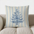Blue Floral Bow-Patterned Cushion Cover by Axyaa for Sofa, Bedroom, Car