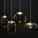 Axyaa Blue Glass LED Pendant Lamp for Coffee Shop & Bar Counter Chandelier