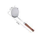 Axyaa Stainless Steel Colander with Wooden Handle Kitchen Skimmer Juice Filter