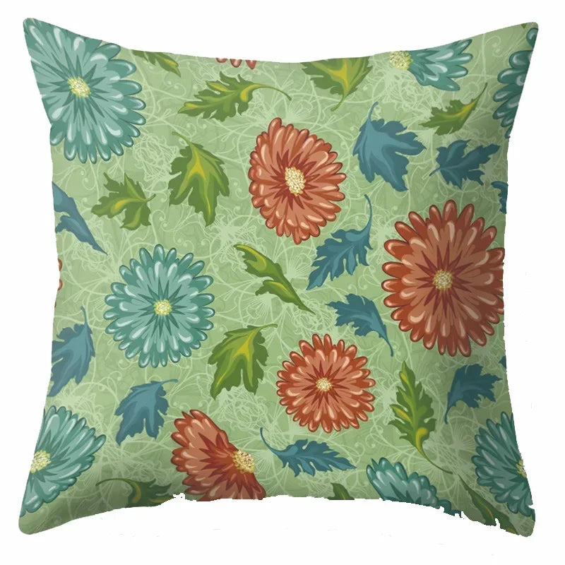 Axyaa Tree Flower Plant Landscape Print Pillow Cover 45X45CM
