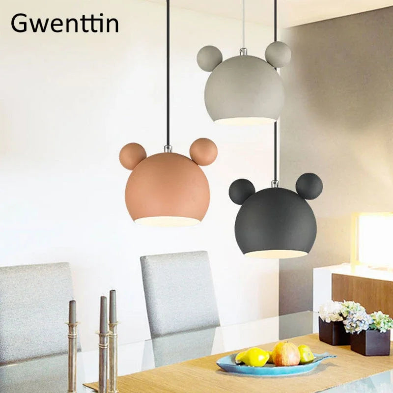 Axyaa Cartoon Mouse Pendant Light for Kids' Room LED Home Decor