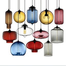 Axyaa Glass Bowl Pendant Lights, Modern Colorful E27 Hanging Lamps for Home and Hospitality