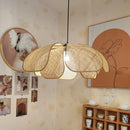 Axyaa Wabi Sabi RattanPetal Chandelier for Home Decor and Lighting