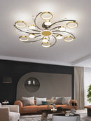 Axyaa Luxury Gold Aluminum LED Chandelier with K9 Crystal for Living Room