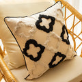 Axyaa Boho Black White Check Velvet Circle Pillowcase 45x45 Luxe Headboard Cushion Cover