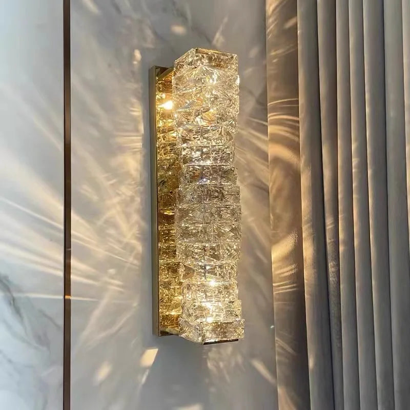 Axyaa Crystal Wall Sconce: Elegant LED Wall Lamp for Bedroom Living Room Decor