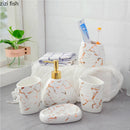Axya Gold Marble Ceramic Bathroom Set - 7pcs
