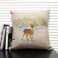 Axyaa Christmas Bird Snow Pattern 45x45cm Linen Pillow Case Home Sofa Decoration