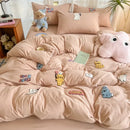Axyaa Animal Paradise Embroidery 4-Piece Cotton Towel & Bedding Set for Home and Dorm