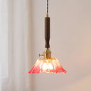 Axyaa Walnut Copper LED Pendant Lights with Knob Switch, Modern Style for Bar, Bedroom, Dining Room