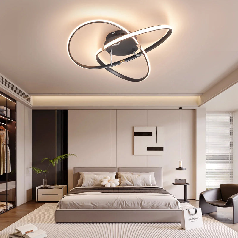 Axyaa Smart Home Modern LED Ceiling Lights: Living Room, Bedroom, Study Room, Black/Chrome/Gold