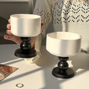 Axyaa Vintage Ceramic Goblet with Wooden Stem - 220ml Home Drinkware