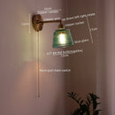 Axyaa Green Glass LED Wall Light for Home Decor, Japanese Style, Living Room, Bedroom