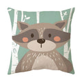Axyaa Forest Animals Cushion Cover - Cartoon Fox Rabbit Raccoon Design