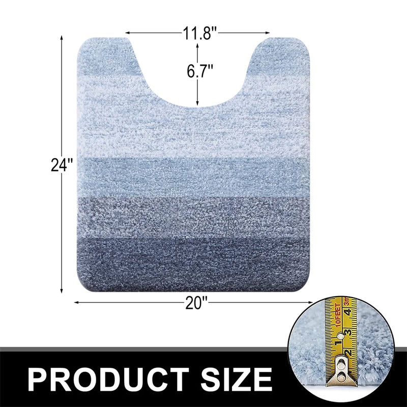Axyaa Luxury U-Shape Bathroom Rug: Soft, Absorbent, Non-Slip Plush Shower Mat