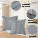 Axyaa Faux Rabbit Fur Plush Pillow Cover: Soft Striped Cushion for Home Sofa