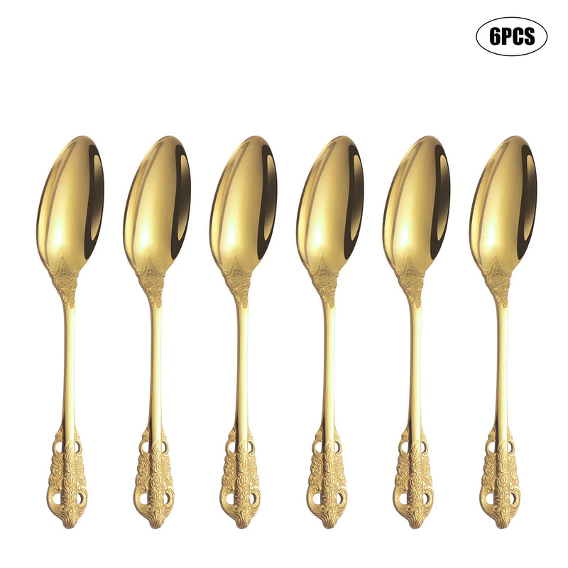 Axyaa Palace Series Stainless Steel Gold Tableware Set for Home, Hotel, Restaurant