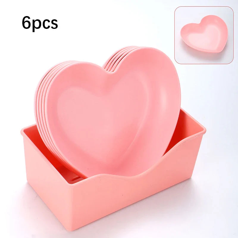 Axyaa Heart-Shaped Snack Plate Set of 6