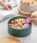 Axyaa Ceramic Bowl: Mixed Dim Sum & Fruit Snack with Melon Seeds, Nuts & Dried Fruit