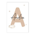 Axyaa Custom Bear Canvas Print with Personalized Name for Nursery Wall Art