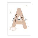 Axyaa Custom Bear Canvas Print with Personalized Name for Nursery Wall Art