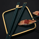 Axyaa Green Alloy Chopsticks Set - Non-Slip Reusable Japanese Chinese Sushi Sticks