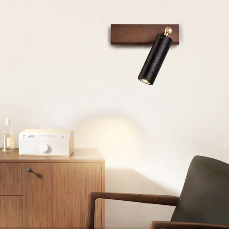 Axyaa Modern LED Wall Sconce Pull Chain Switch Reading Lamp Black Travertine