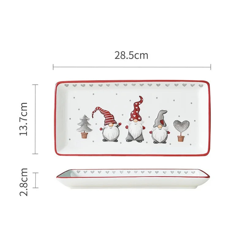 Axyaa Santa Relief Pattern Ceramic Plate for Festive Dining
