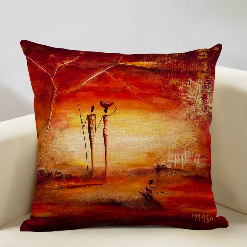 Axyaa African National Style Linen Cushion Cover 45x45cm for Sofa Decor and Artistic Home Decor