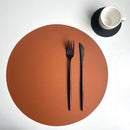 Axyaa Round PU Leather Placemats & Coaster Set for Kitchen and Coffee Shop