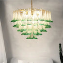 Axyaa Green Glass Lustre Pendant Lights with Metal Plate & Chain Hanging Lamp