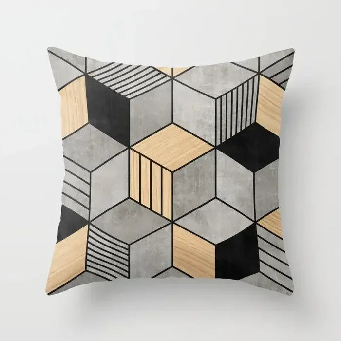 Axyaa Wood Texture Marble Pillowcases - Geometric Cushions Case for Home Decor