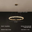 Axyaa Crystal Dimmable Pendant Light: Modern Lustre Circle Hanging Lamp, Gold Finish.