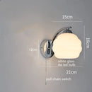 Axyaa Milky Glass Ball LED Wall Sconce, Nordic Modern Iron Bedroom Living Room Light