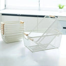 Axyaa Metal Desktop Storage Basket with Wood Handle