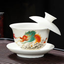 Axya Mutton Fat Jade Kung Fu Tea Set - Porcelain Travel Gaiwan Tea Cup Set