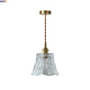 Axyaa Brass LED Pendant Light Clear Glass Chandelier for Kitchen Island Wabi Sabi Luxe Hanging Lamp