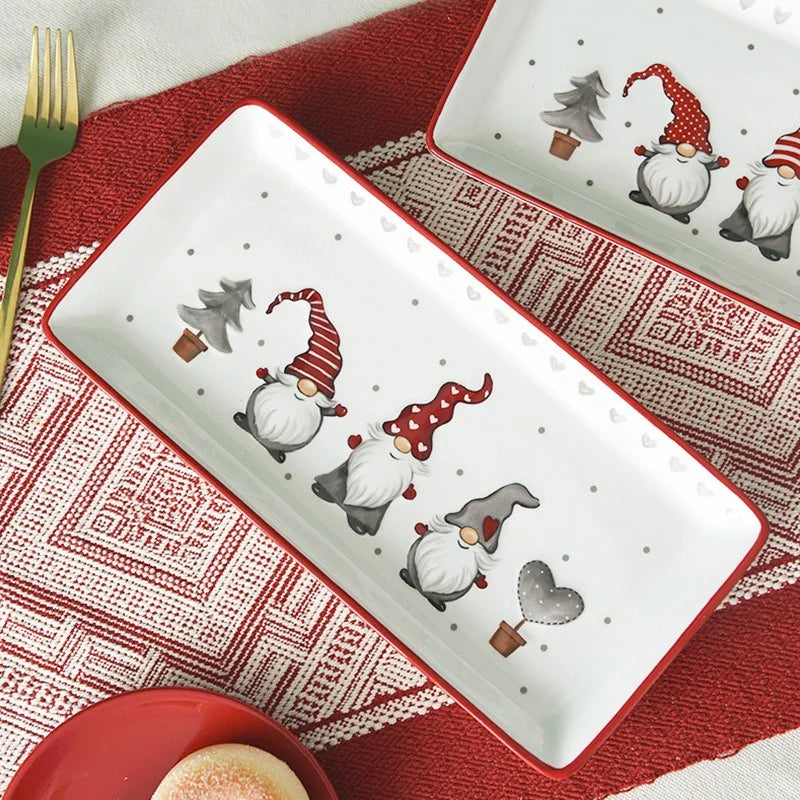 Axyaa Santa Relief Pattern Ceramic Plate for Festive Dining