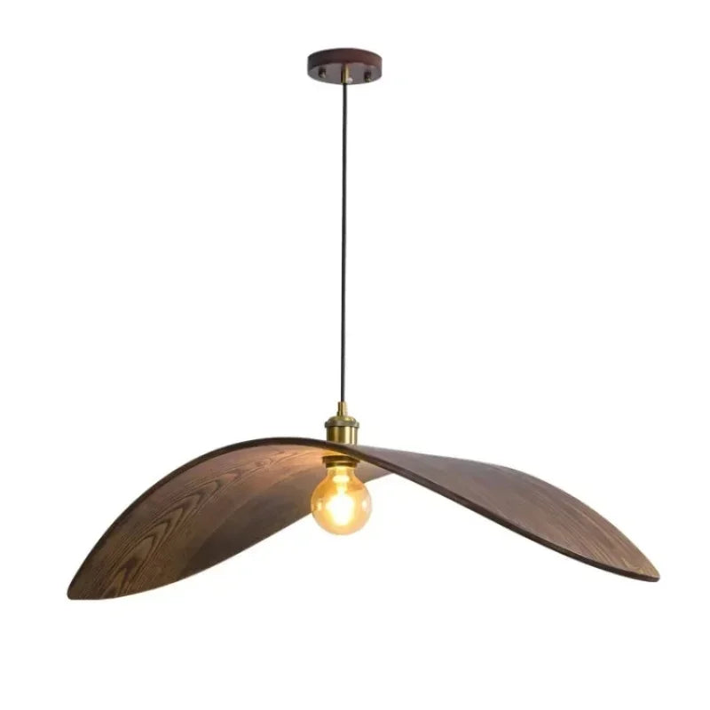 Axyaa Nordic Walnut Wood Edison LED Pendant Light Arc Design Home Decor Suspension Lamp