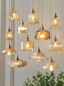Axyaa Amber Glass Pendant Light Brass Vintage Adjustable Hanging Lamp