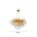 Axyaa Gold Crystal Droplet Ceiling Chandelier LED Lighting