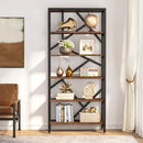 Axyaa 71" Industrial Wood Open Bookshelf Shelving Unit Organizer Rack