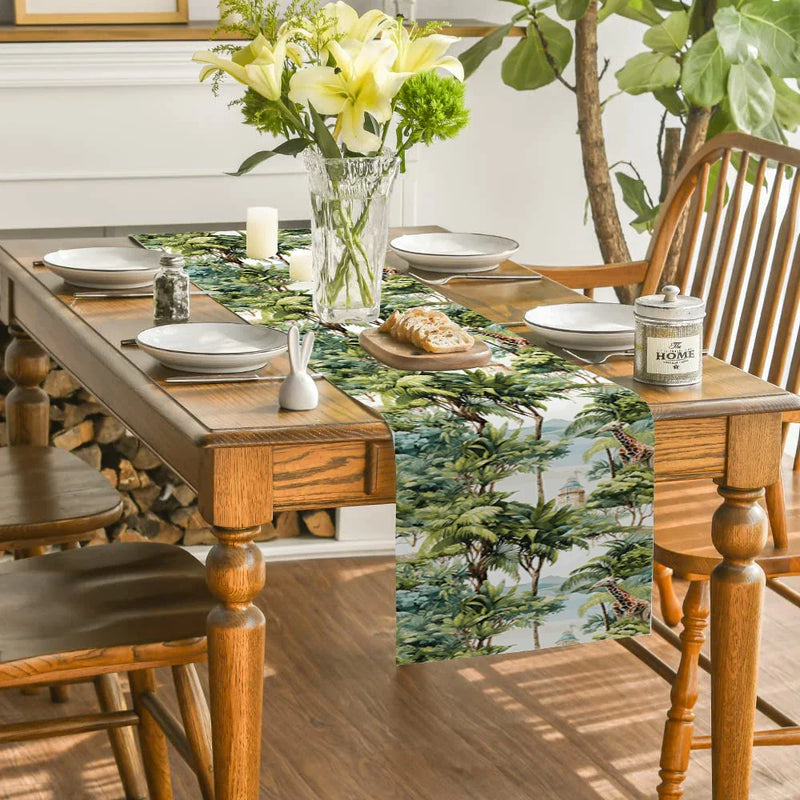 Axyaa Tropical Rainforest Table Runner for Kitchen Holiday Party Dining Decor