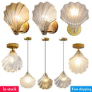 Axyaa Modern Sea Shell LED Wall Lamps Glass Lampshade Indoor Decor Lighting for Bedroom Dining Room Aisle