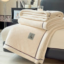 Axyaa White Knitted Velvet Throw Blanket Soft Fleece Bedspread Warm All-season Blanket