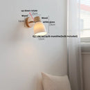 Axyaa Iron Wood LED Wall Light with Pull Chain Switch & White Glass Rotation