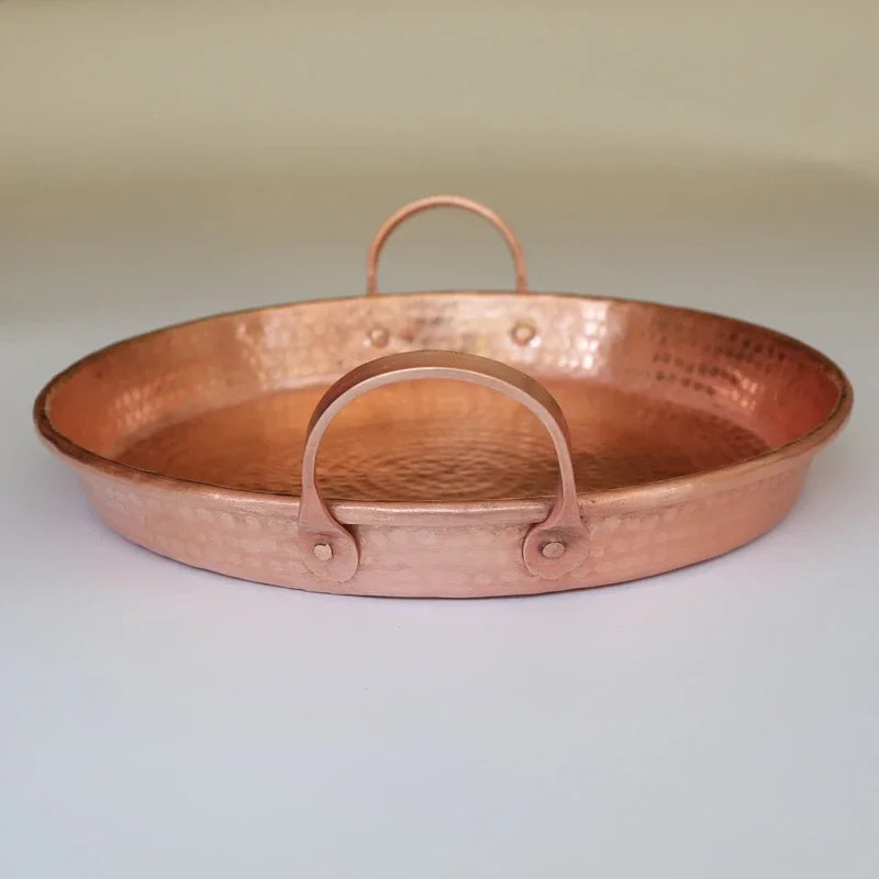 Axya Copper Wedding Plate with Ears for Seafood Dinner & Hotpot Tray