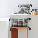 Axyaa Handmade Woven Cotton Tassel Cushion Cover for Home Decor