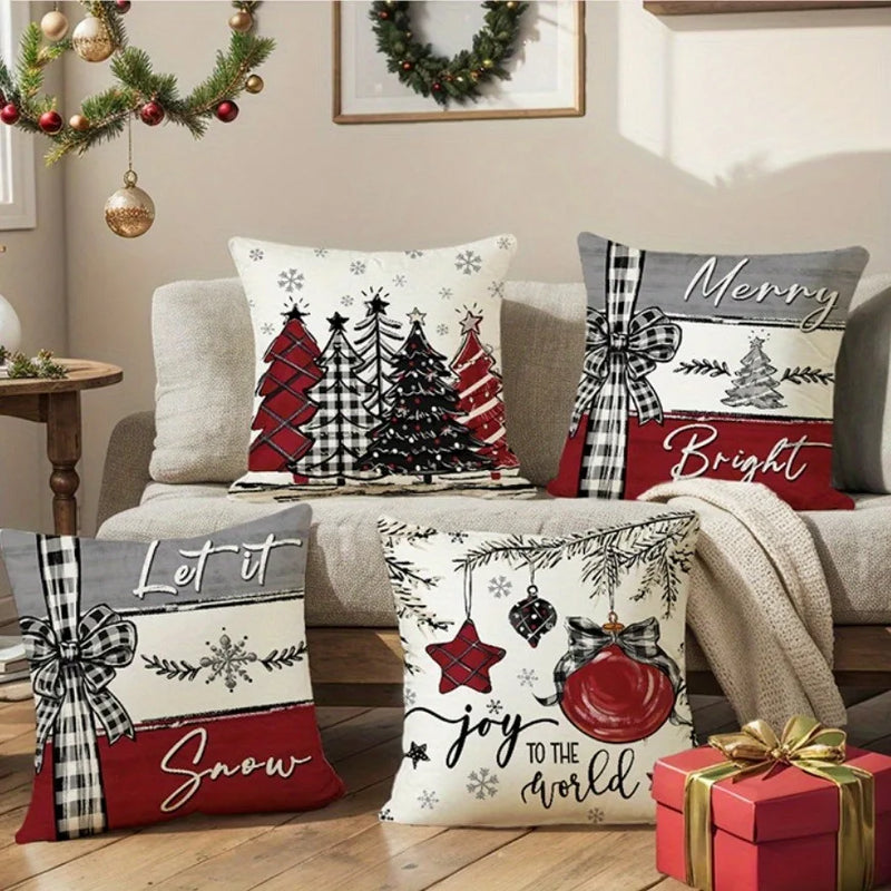 Axyaa Christmas Tree Bow Pillowcase: Country Style Sofa Cushion Suite