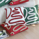 Christmas Boho Green Red 45x45 Tufted Pillow Cover, Farmhouse Sofa Decor, Axyaa Brand